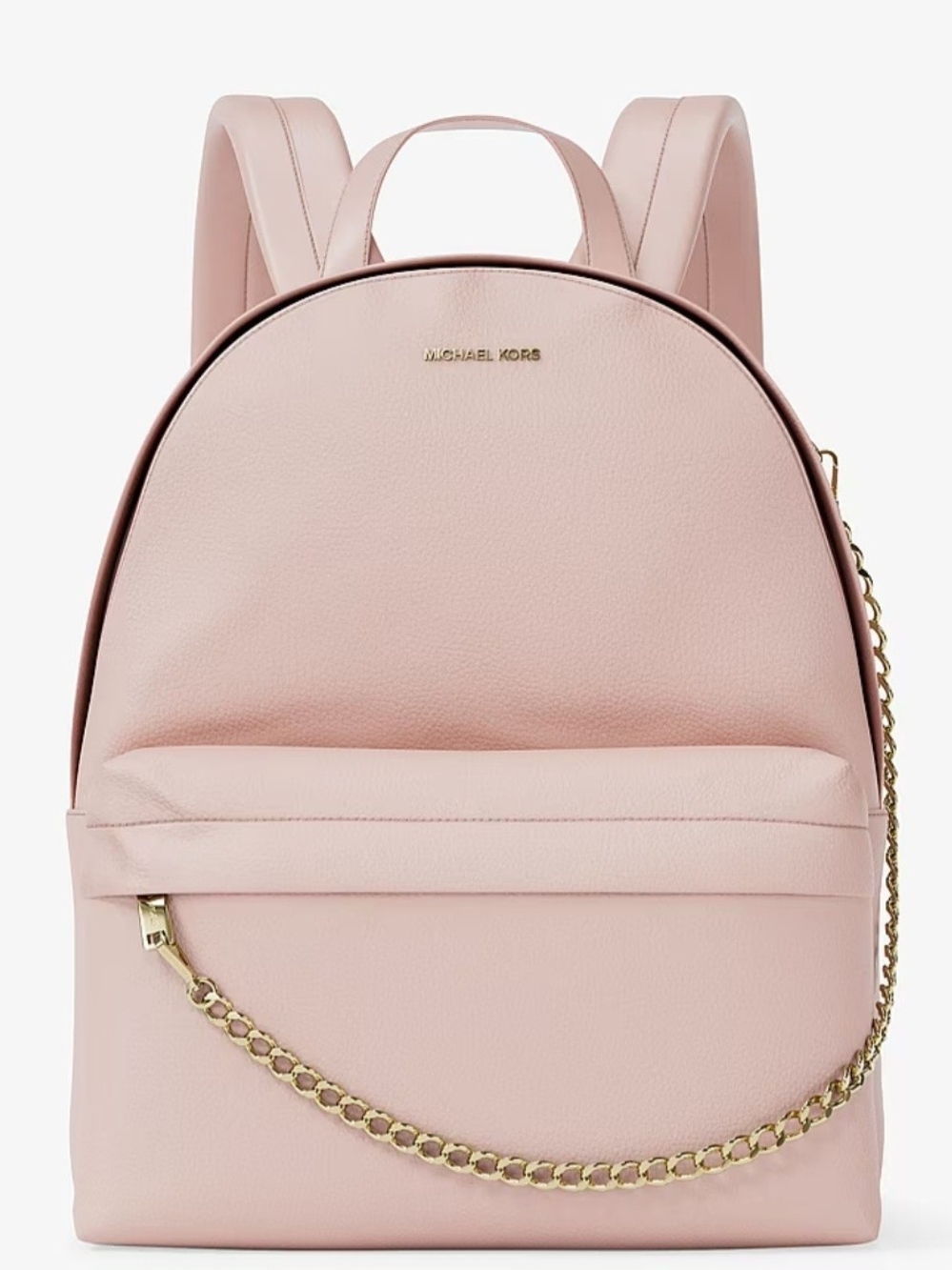 Michael Kors Pale Pink Leather Backpack with Gold Chain Accent